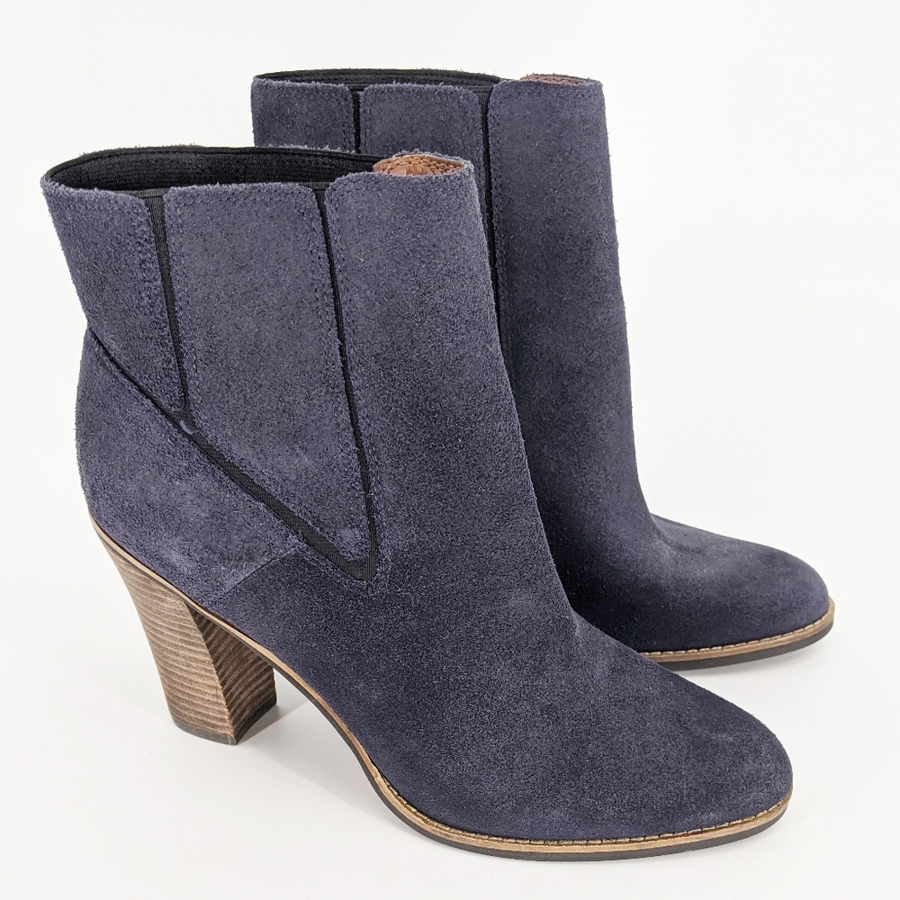 Lucky Brand Blue Suede Maldee Heeled Ankle Boots